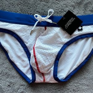 Andrew Christian White Mesh Swim Brief - Large